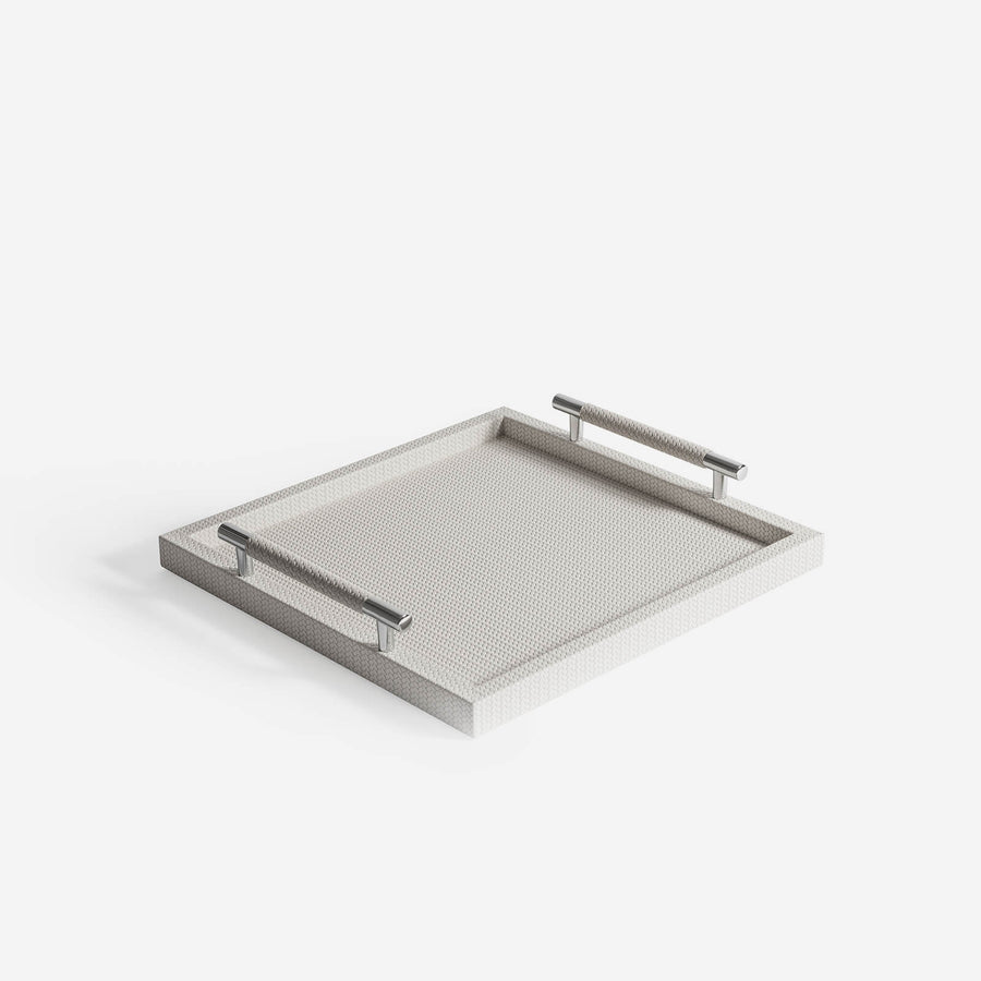 Pinetti Dedalo Square Leather Tray Ivory