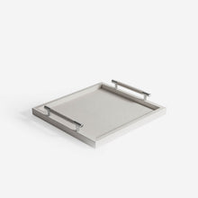 Load image into Gallery viewer, Pinetti Tray | Dedalo Square Leather Tray with Handles - Ivory
