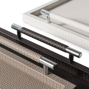 Pinetti Tray | Dedalo Square Leather Tray with Handles - Ivory