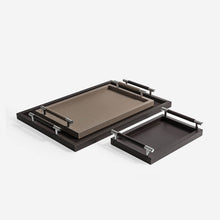 Load image into Gallery viewer, Pinetti Tray | Dedalo Rectangular Leather Tray with Handles - Taupe
