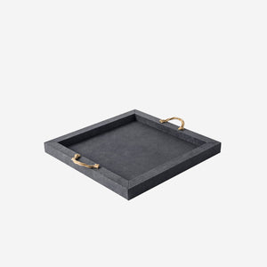 Thalia Square Leather Tray Navy Blue