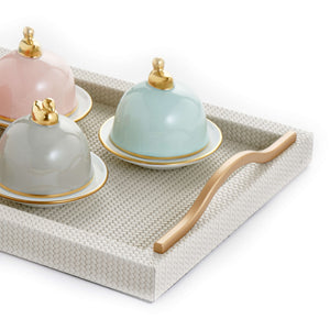 sous le soleil butter dish bonadea and pinetty leather tray