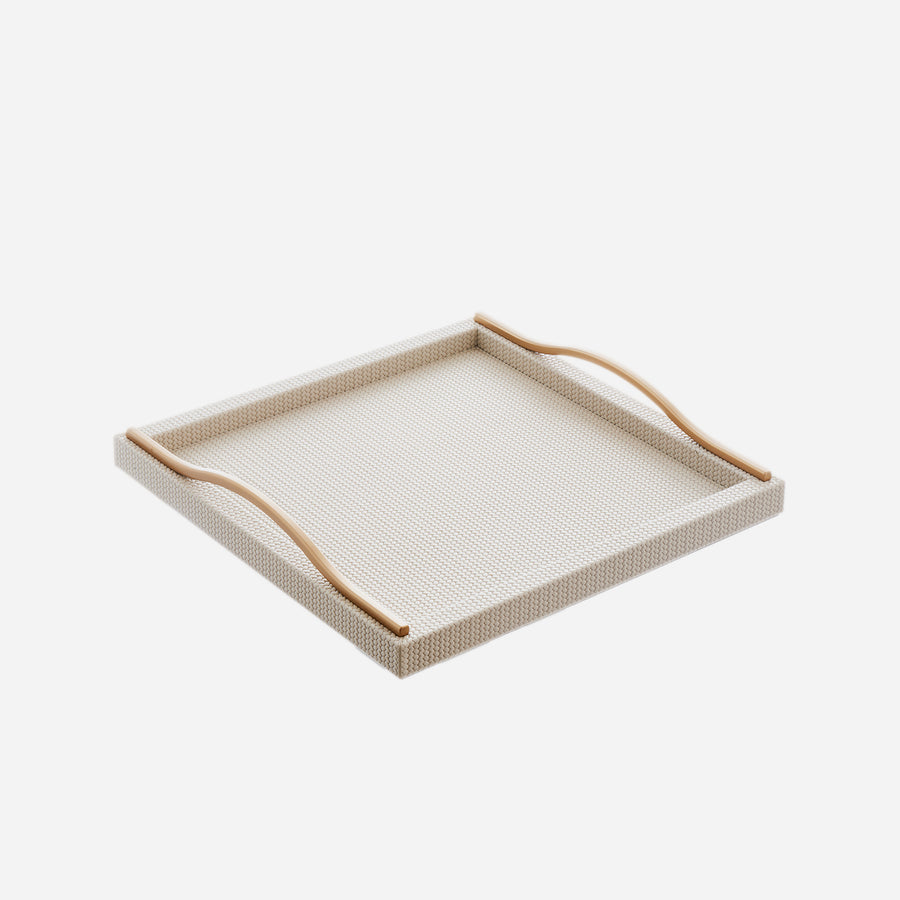 Pinetti Onda Square Leather Tray Ivory