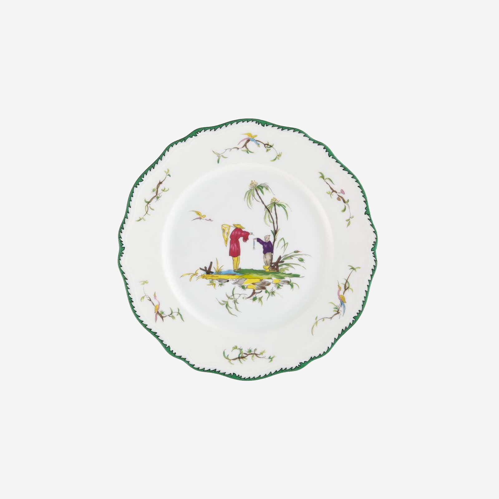 Raynaud's ‘Longjian’ playful set includes six porcelain dessert plates that are decorated with exotic country scenes.