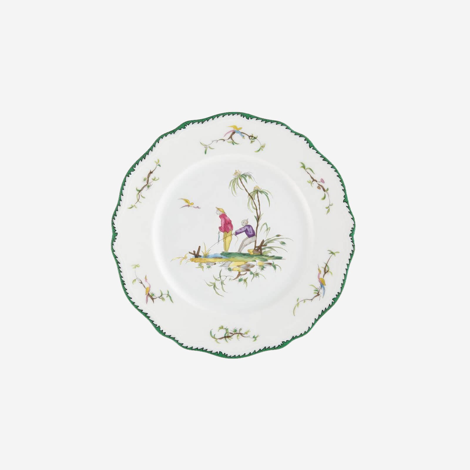 Raynaud's ‘Longjian’ playful set includes six porcelain dessert plates that are decorated with exotic country scenes.