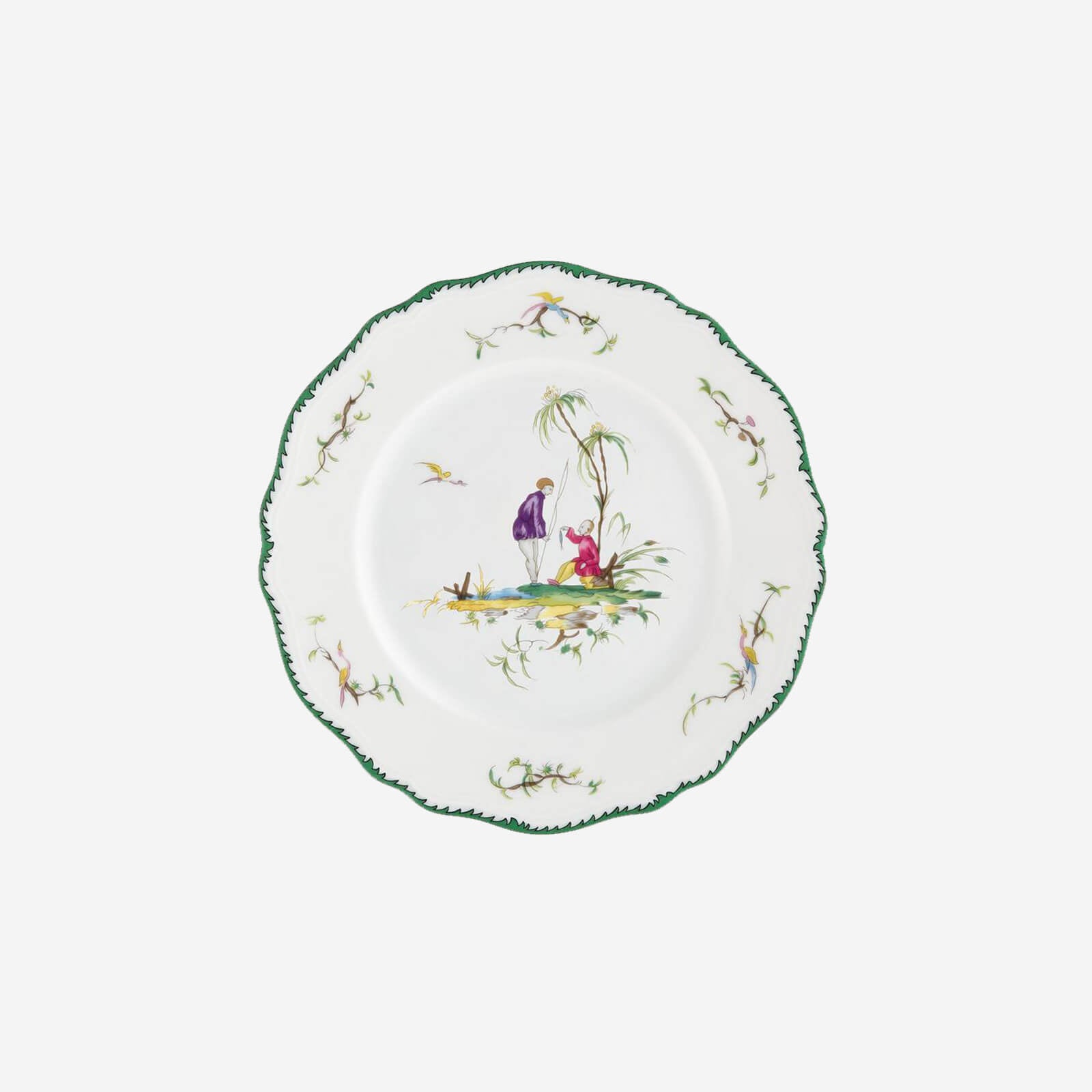 Raynaud's ‘Longjian’ playful set includes six porcelain dessert plates that are decorated with exotic country scenes.<