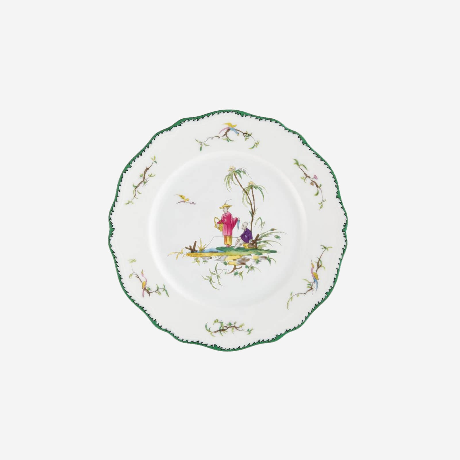 Raynaud's ‘Longjian’ playful set includes six porcelain dessert plates that are decorated with exotic country scenes.