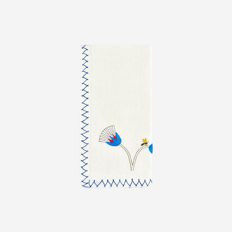 Malaika Serendipity Embroidered Napkin - Sapphire