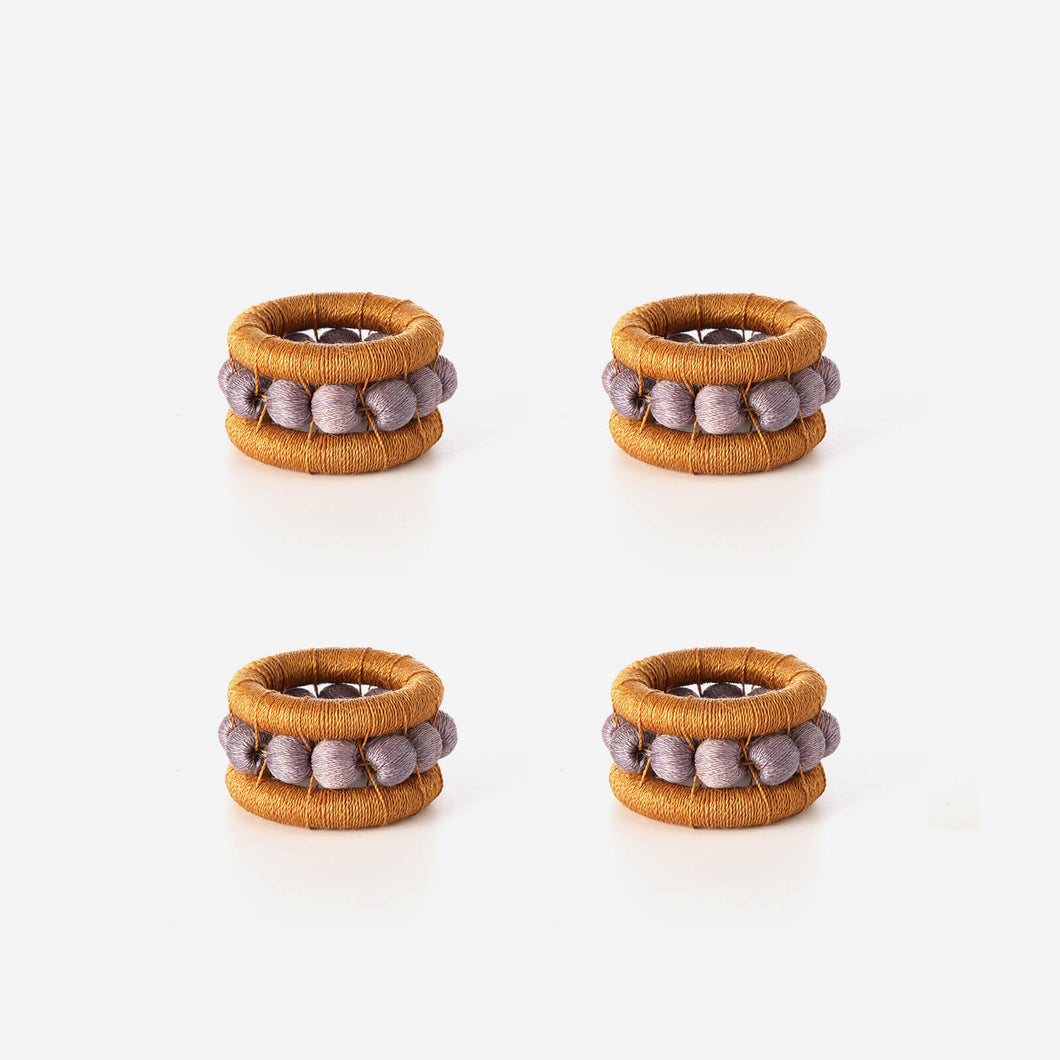Charlie Sprout - Berry Set of 4 Napkin Rings Ochre & Smoke