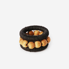 Load image into Gallery viewer, Charlie Sprout Berry Set of 4 Napkin Rings Black &amp; Ochre
