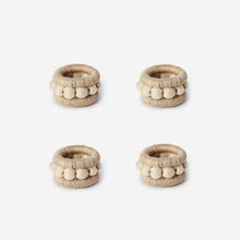 Charlie Sprout - Berry Set of 4 Napkin Rings Flax & Cream