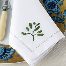 Load image into Gallery viewer, Sibona Mistletoe Hand Embroidered Dinner Christmas Napkins - BONADEA
