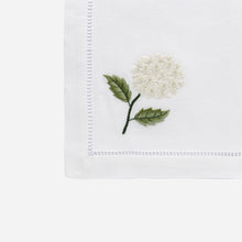 Sibona White Hydrangea Hand-embroidered Dinner Napkins - BONADEA