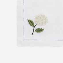 Load image into Gallery viewer, Sibona White Hydrangea Hand-embroidered Dinner Napkins - BONADEA
