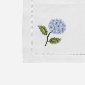Sibona Blue Hydrangea Hand-embroidered Dinner Napkins - BONADEA