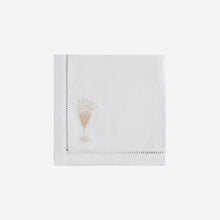 Load image into Gallery viewer, Set of Two Champagne Hand Embroidered Cocktail Napkins - BONADEA
