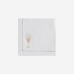 Set of Two Champagne Hand Embroidered Cocktail Napkins - BONADEA