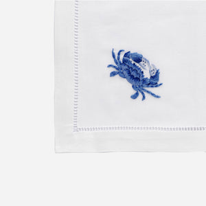 Sibona Marina Blue Crab Hand-embroidered Dinner Napkin - BONADEA