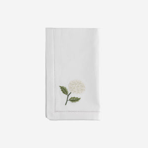 Sibona White Hydrangea Hand-embroidered Dinner Napkins - BONADEA