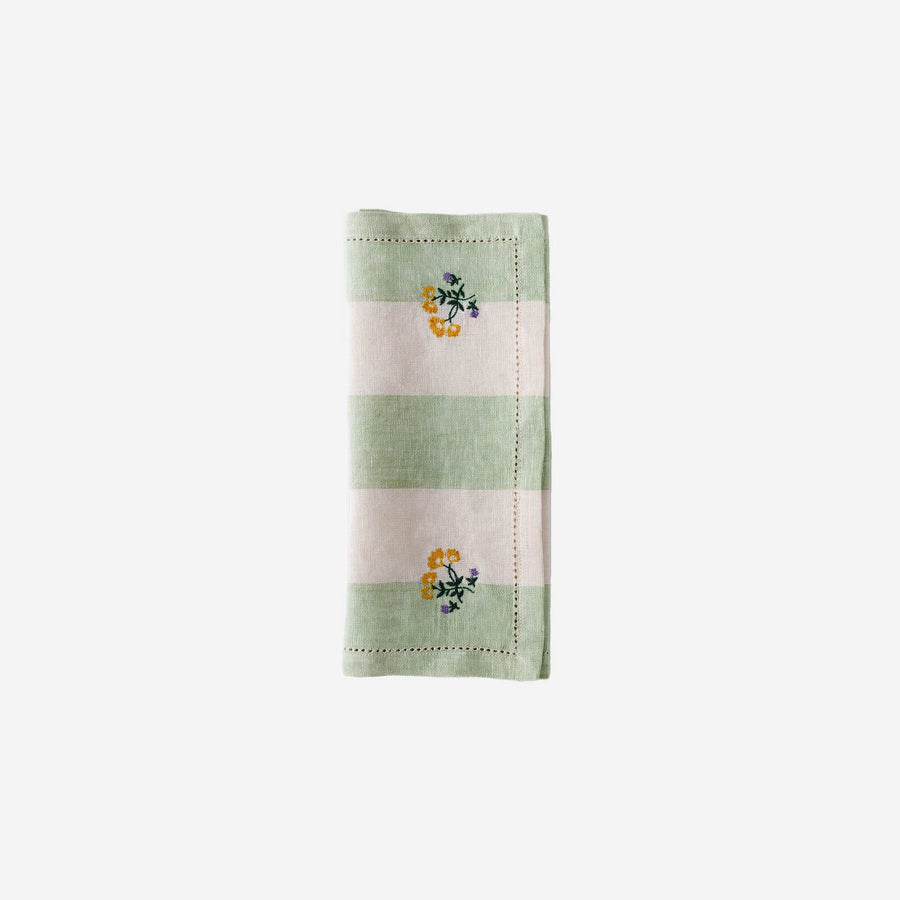 Projektityyny Sirkus Stripe Embroidered Napkin Pistachio