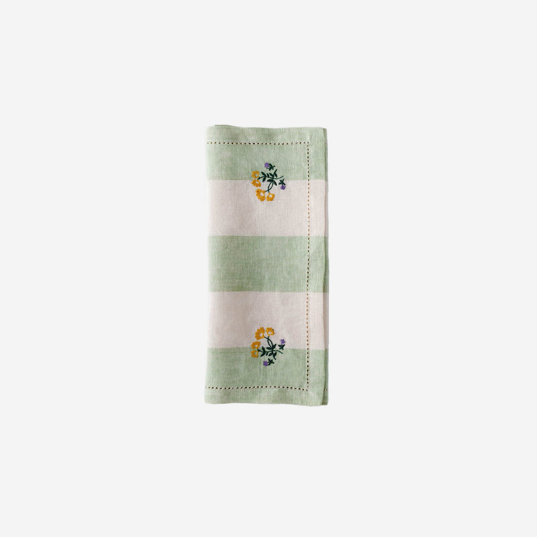 Sirkus Stripe Embroidered Napkin Pistachio