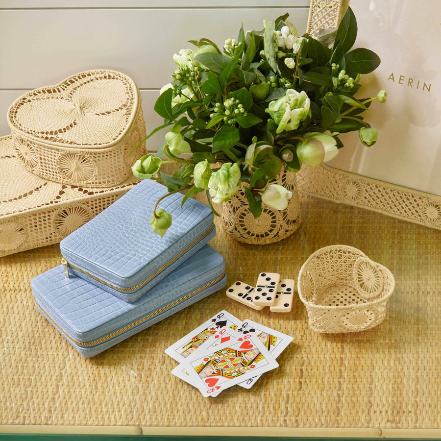 Aerin Enzo Travel Domino Set - Hydrangea Blue