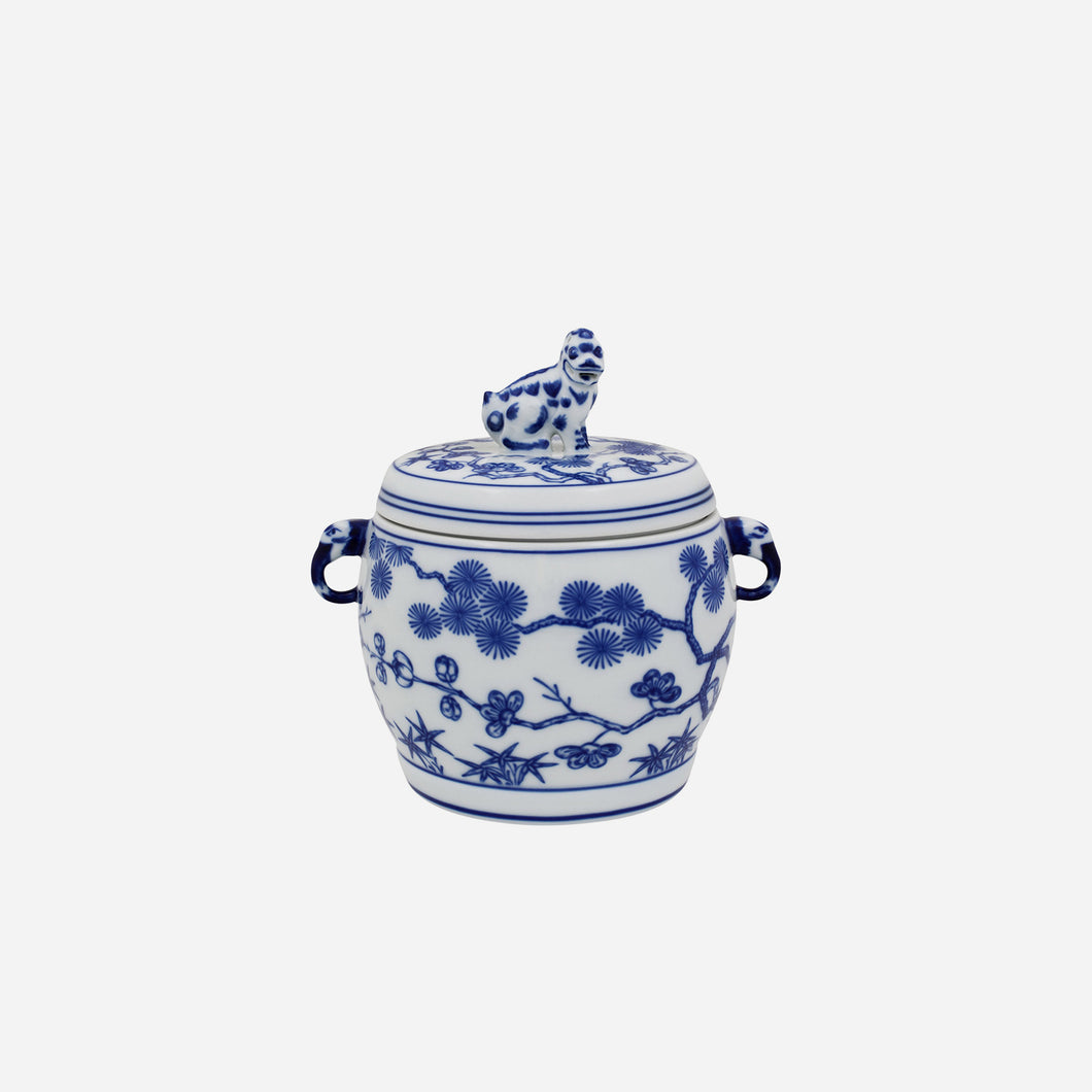 Vista Alegre - Cobalt Blue & White Foo Dog Lidded Jar - BONADEA