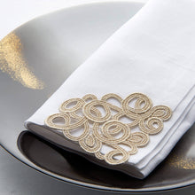 Load image into Gallery viewer, Weissfee - Florence Gold Lace Corner Dinner Napkin
