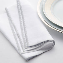 Load image into Gallery viewer, Weissfee Riva White &amp; Silver Hand-embroidered Napkin
