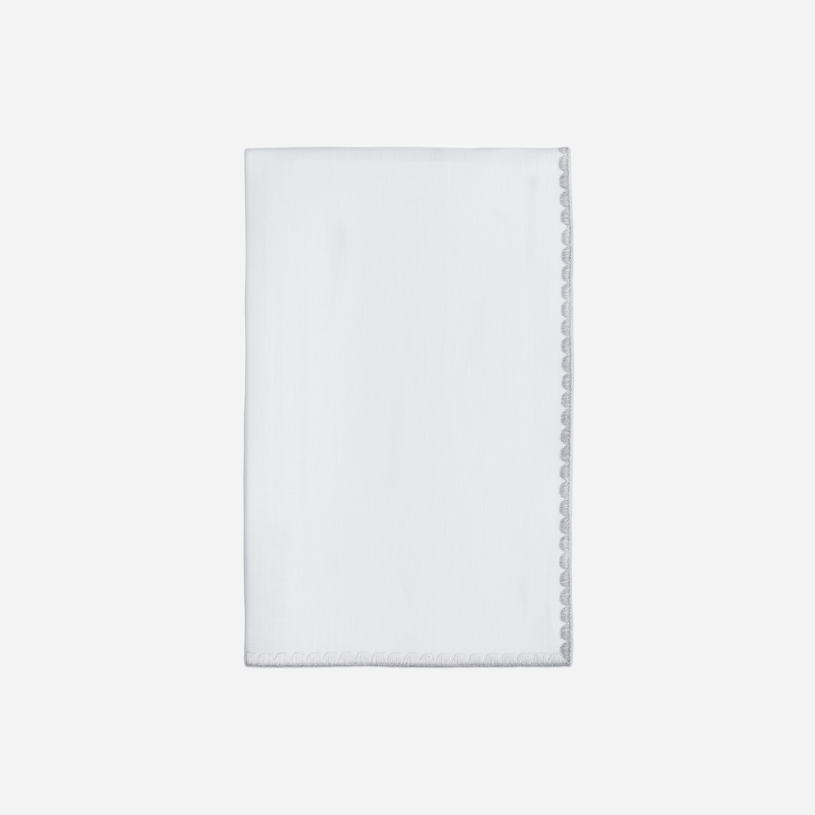 Weissfee Riva White & Silver Hand-embroidered Napkin