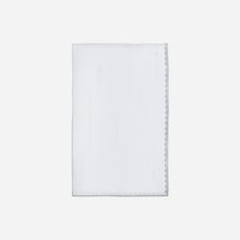Weissfee Riva White & Silver Hand-embroidered Napkin