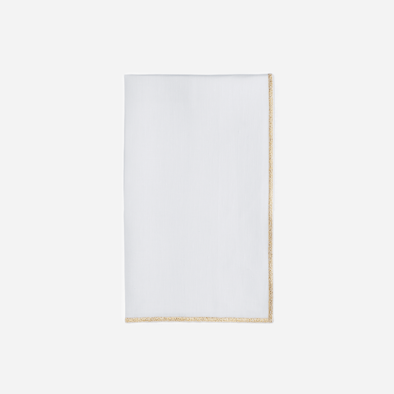 Weissfee Belmont Diner Napkin in White & Gold Linen