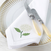 Load image into Gallery viewer, Sibona White Hydrangea Hand-embroidered Dinner Napkins - BONADEA
