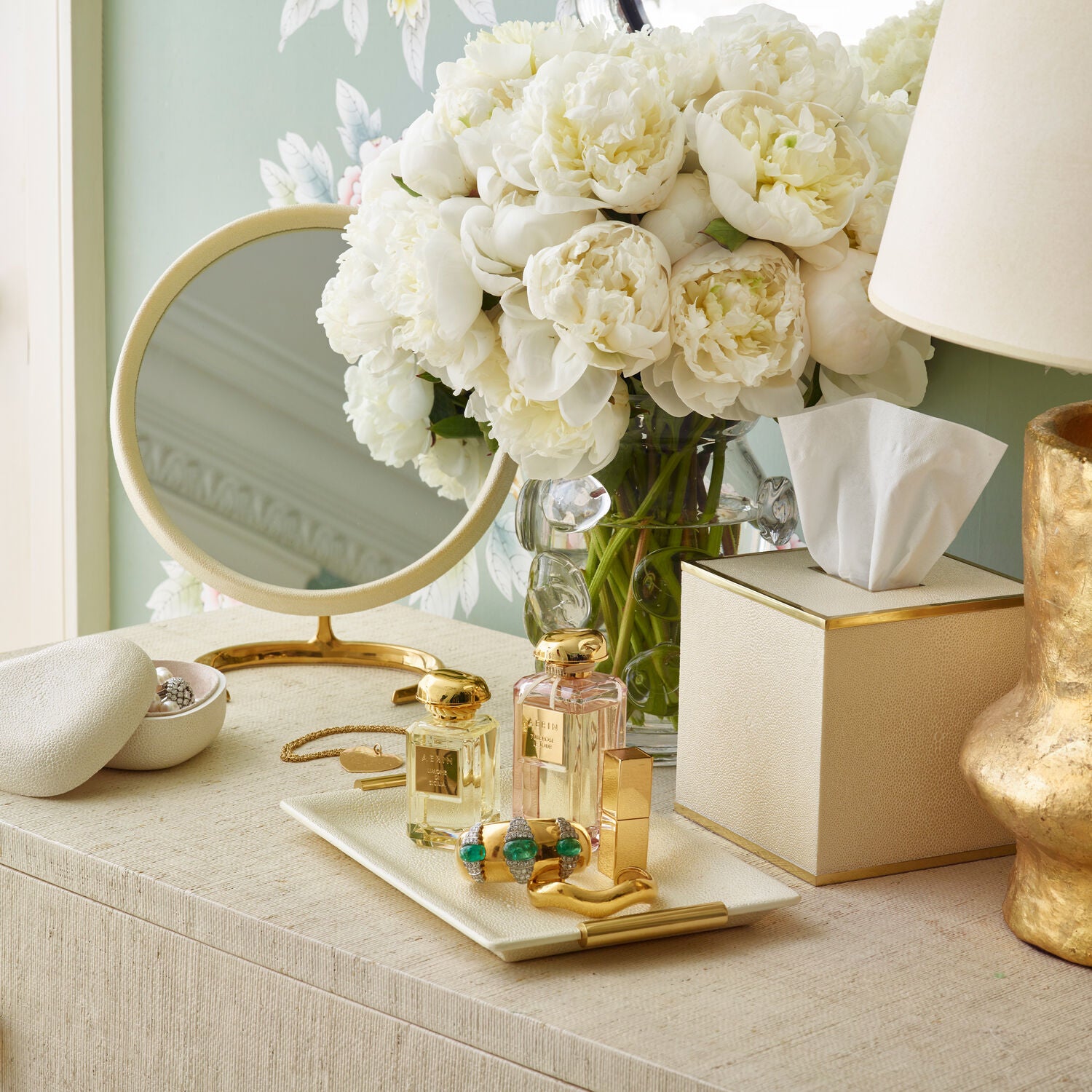 Bonadea | Aerin | Shagreen Vanity Tray - Cream