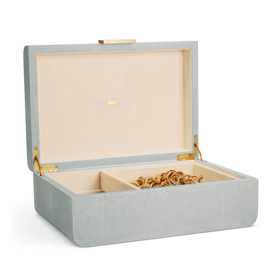 Aerin Modern Shagreen Large Jewellery Box Dove