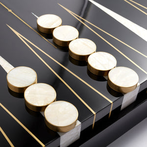 handcrafted Backgammon Set - Black & Gold Bonadea L'objet