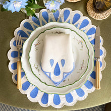 Load image into Gallery viewer, los encajeros blue drops blue and white placemat
