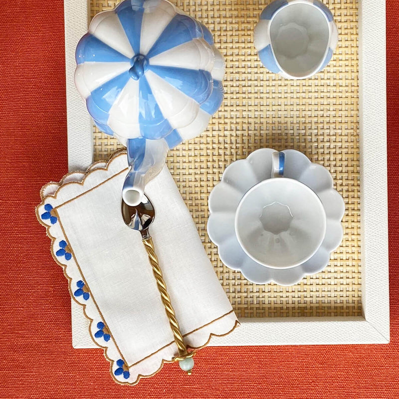 Blue Flower Cocktail Napkin - Set of 4