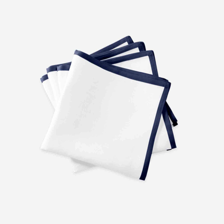 Matouk Set of Four Border Napkins Sapphire Blue