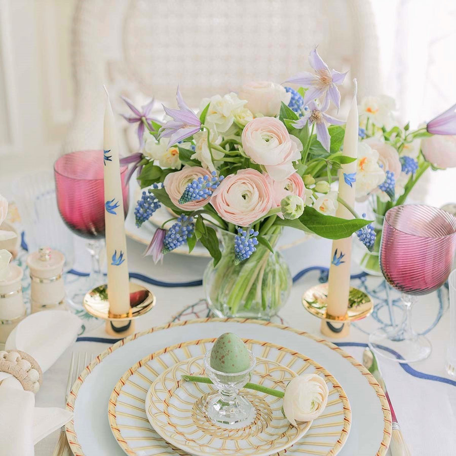 Bable for Bonadea Blue Bird Hand-Painted Candle - Set of 2