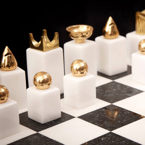 Chess Set black white gold l objet bonadea