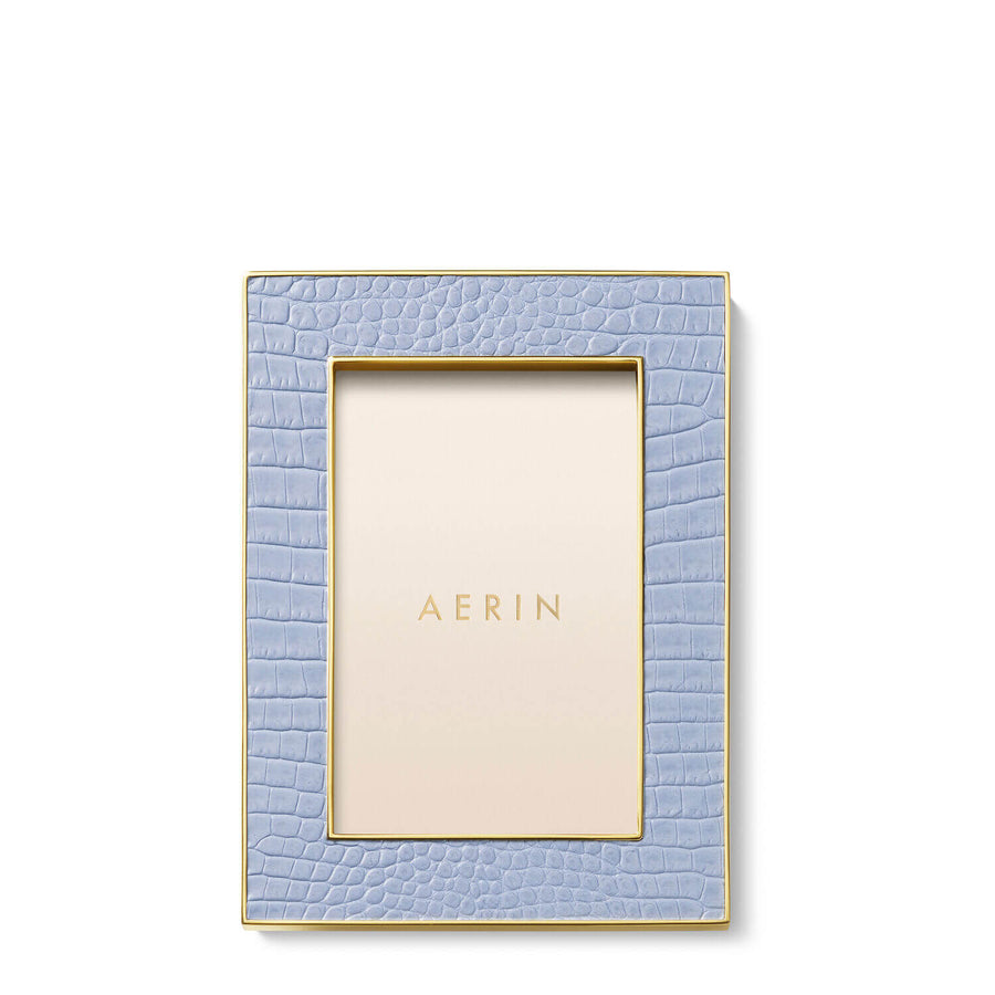Aerin Classic Croc Leather Frame - Blue