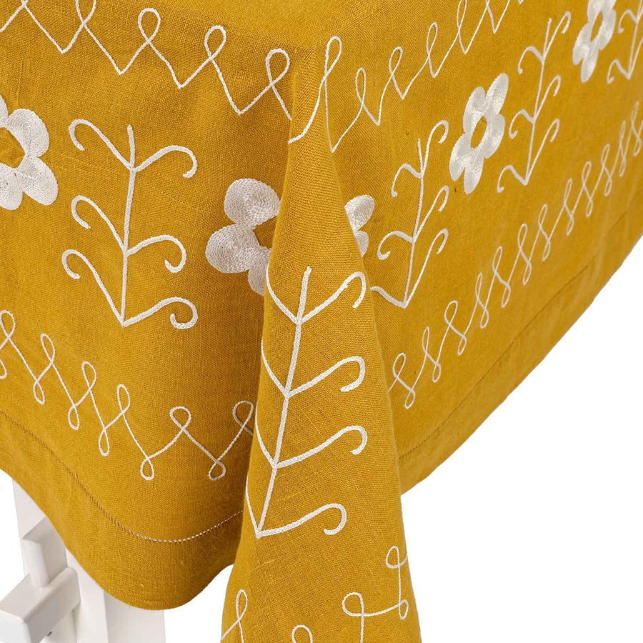 Malaika Daisy Tablecloth Ecru