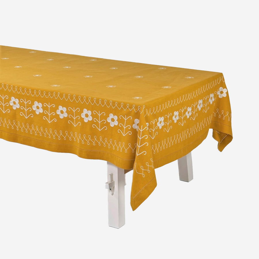 Malaika Daisy Tablecloth Ecru