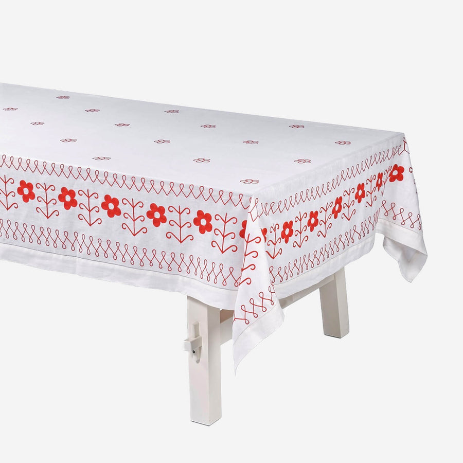 Malaika Daisy Tablecloth Red