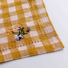 Load image into Gallery viewer, Gingham Embroidered Napkin Mustard
