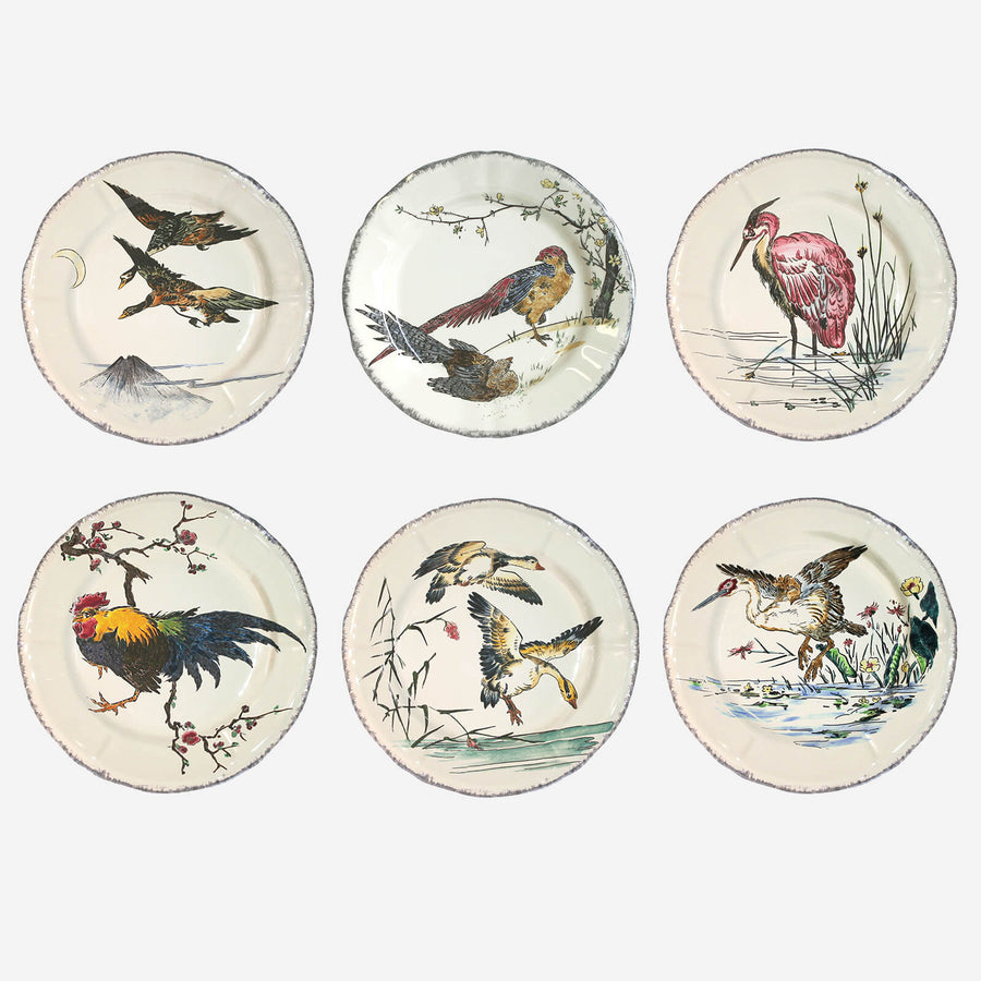 Gien Grands Oiseaux Dinner Plates  - Set of 6