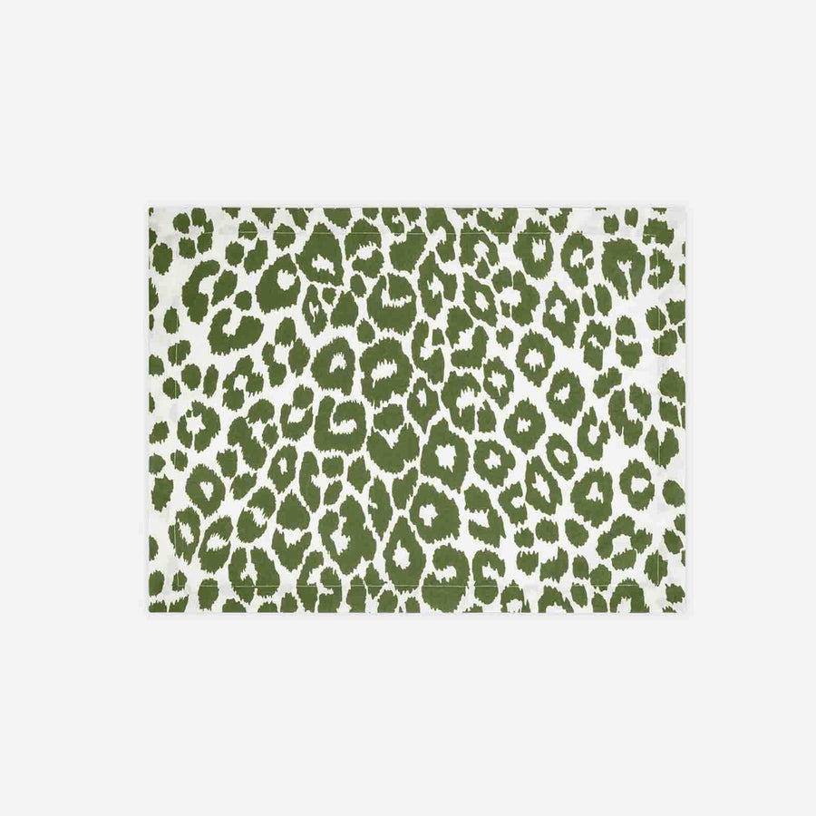 Schumacher Iconic Leopard Placemat Green - Set of 4