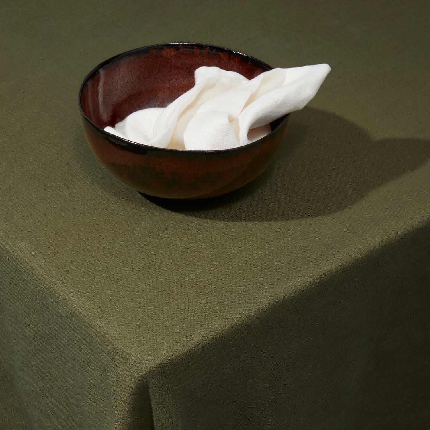 Olive Linen Sateen Tablecloth