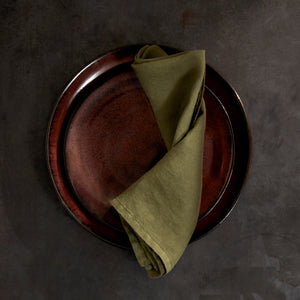 Olive Linen Sateen Napkins - Set of 4